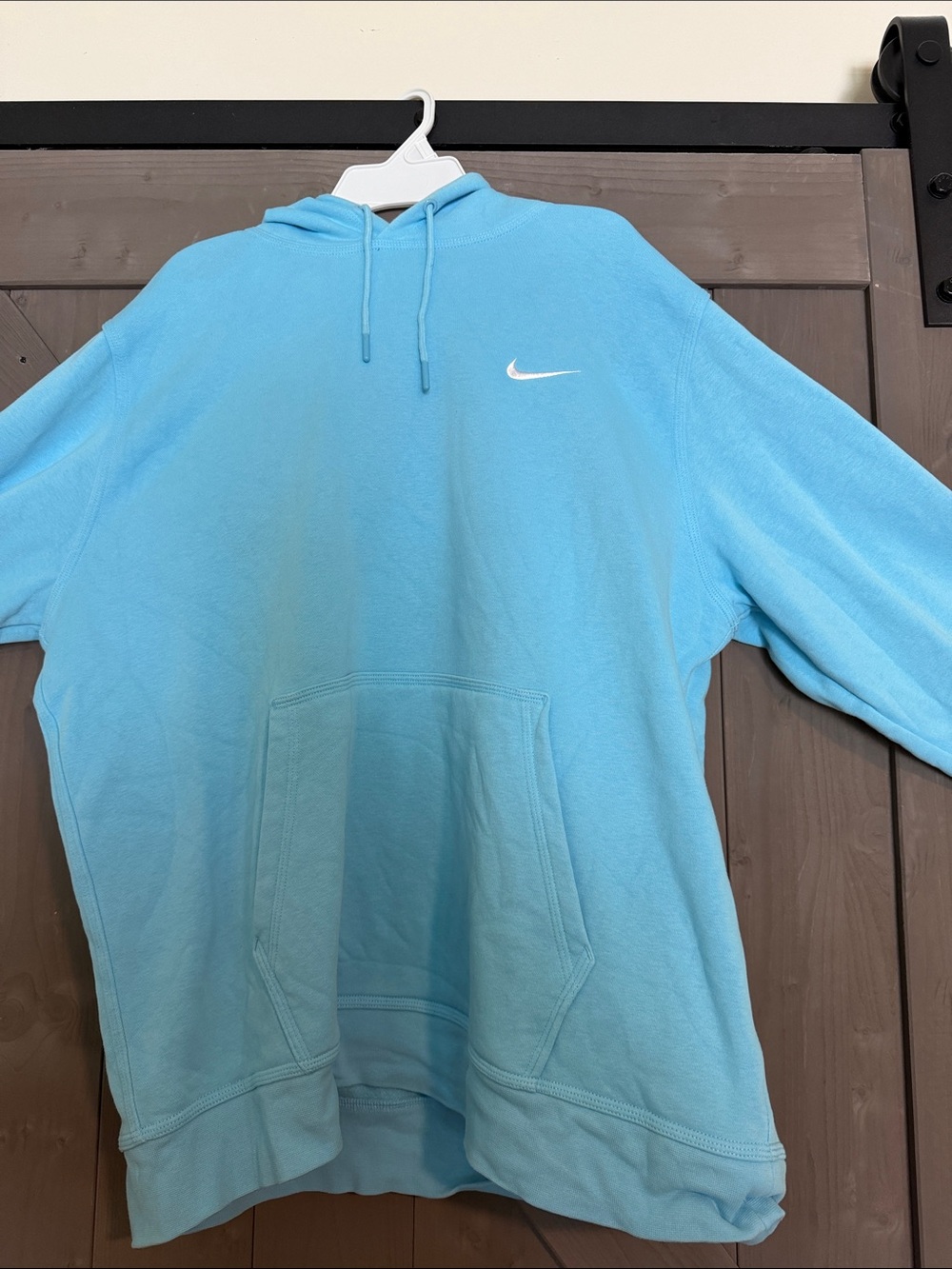 Nike Men's Sky Blue Hooded Sweatshirt with White Swoosh